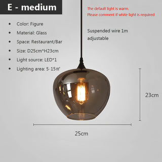 Filomena - Nordic Smoke Grey Glass Hanging Pendant Ceiling Light