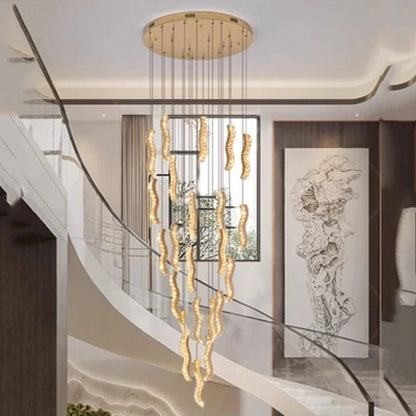 Britney - Crystal Gold Wave Strip Hanging Chandelier