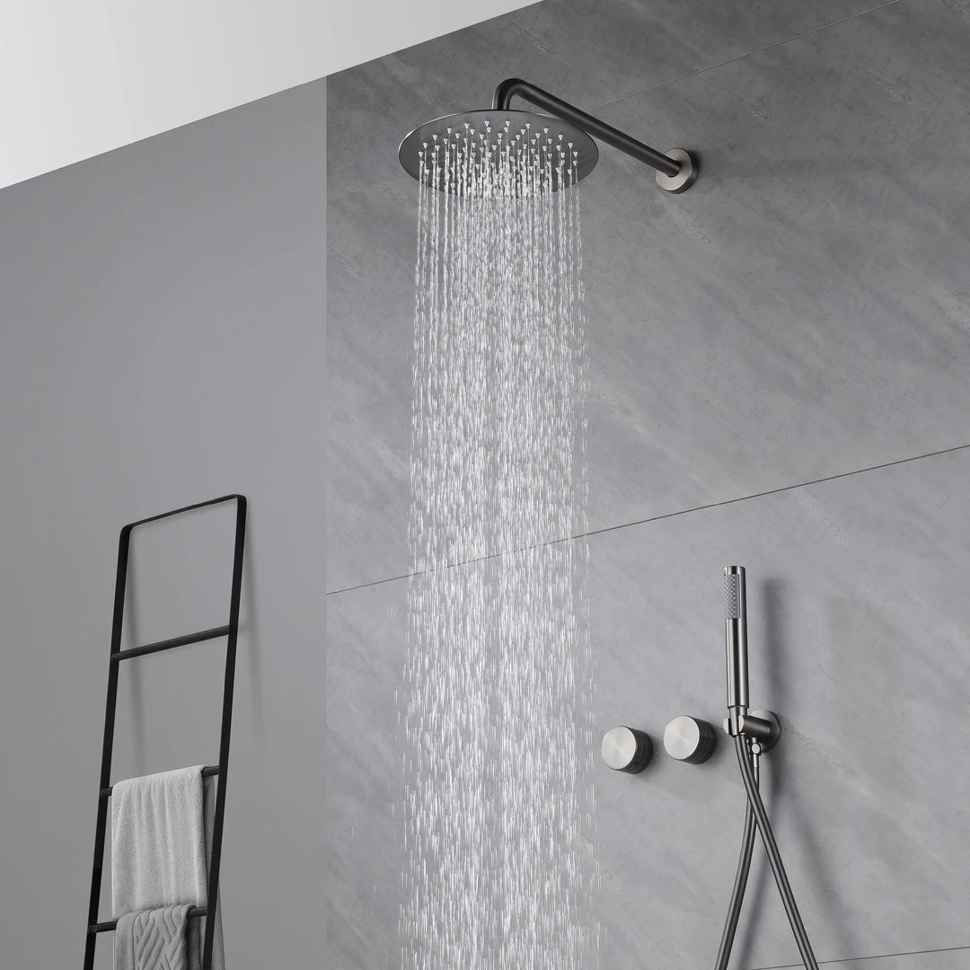 Julianna - Dual Handle Wall Mounted Modern Rainfall Shower Set