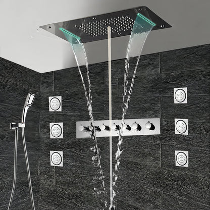 Brooks - Thermostatic Complete Shower System Set with Rough-in-Valve Large flow LED