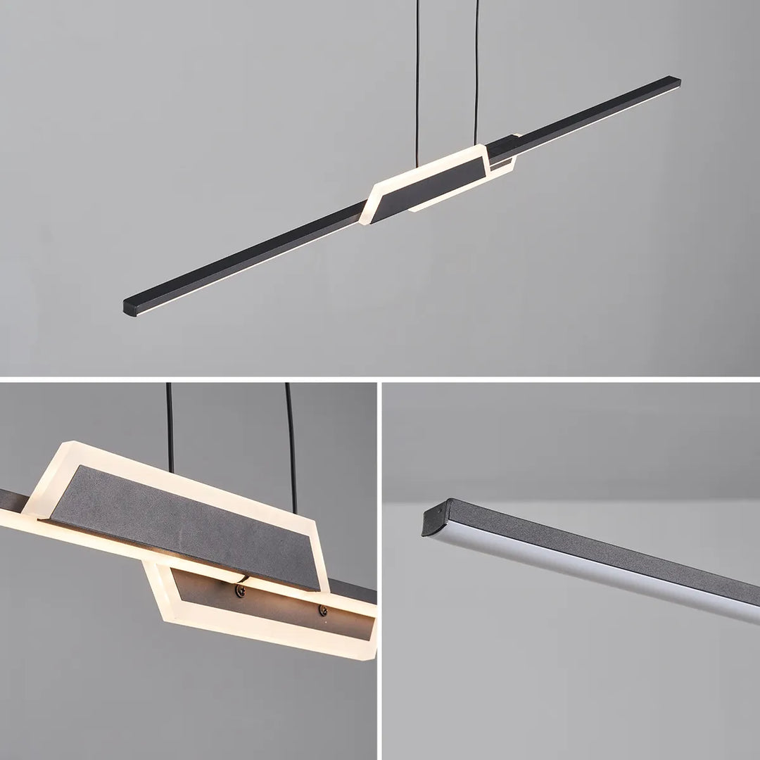 Thanasia - Modern Long Bar Hanging LED Chandelier Black