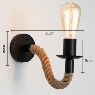Truett - Curved Hemp Rope Black Wall Light