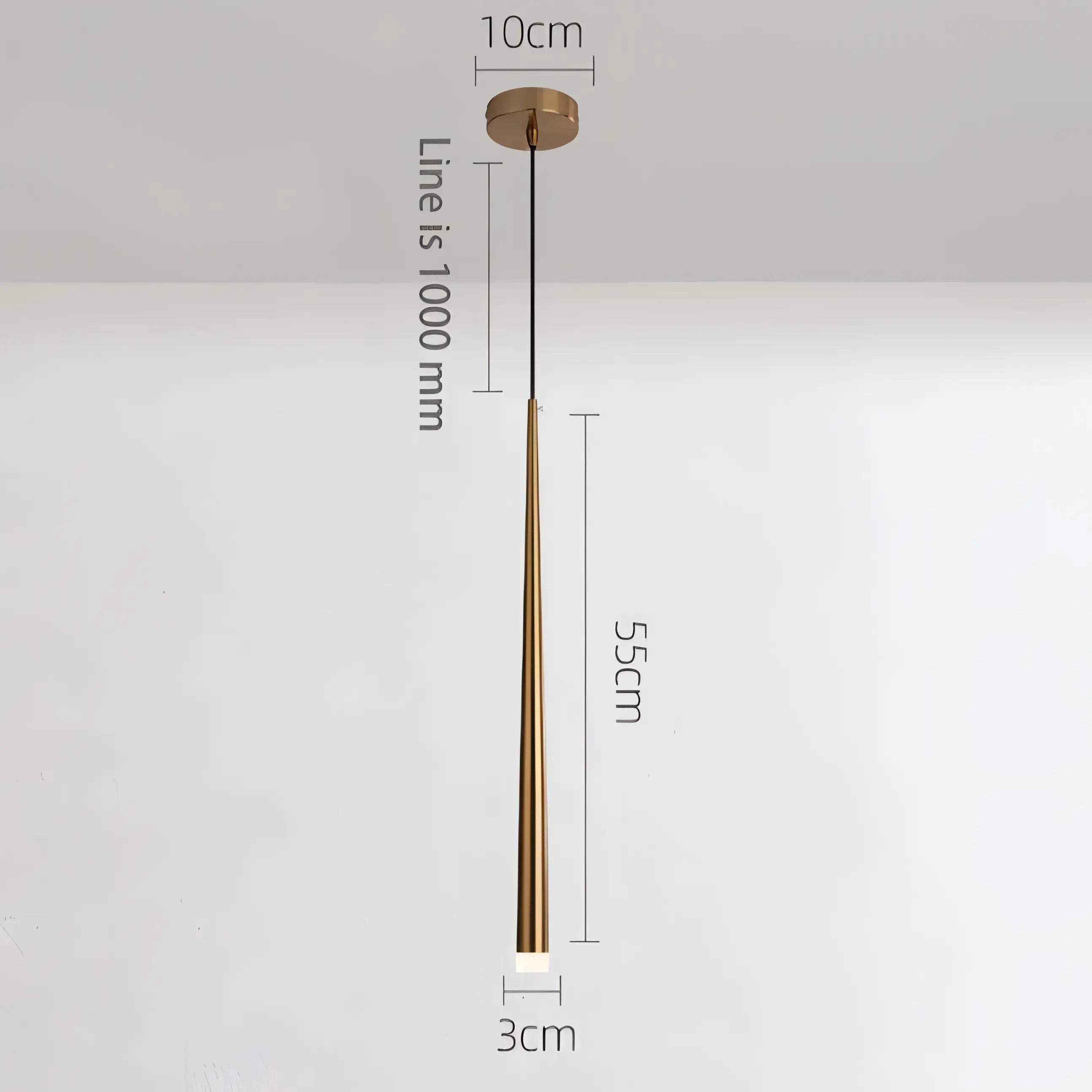 Amalia - Narrow Cylindrical Metallic Hanging Pendant Ceiling Light