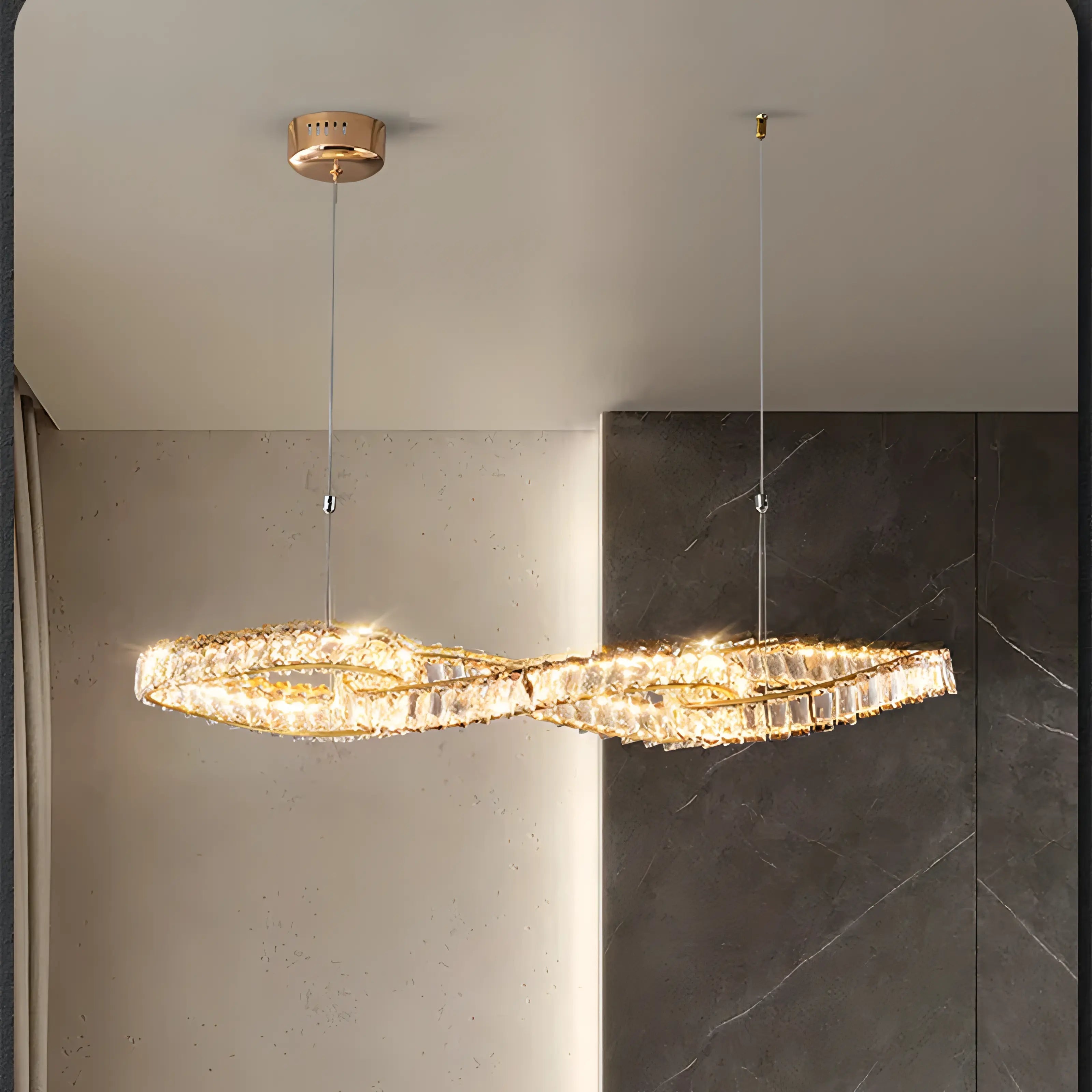 Molly - Modern Hanging Twisted Glass Ceiling Chandelier