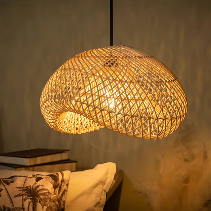 Bernardo - Wicker and Rattan Round Pendant Ceiling Light