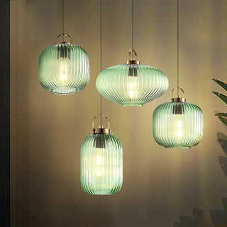 Cira - Green Patterned Glass Hanging Pendant Ceiling Light