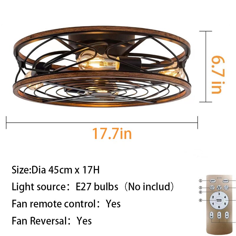 Zuri - Industrial Style Ceiling Fan with 4 Bulb Light