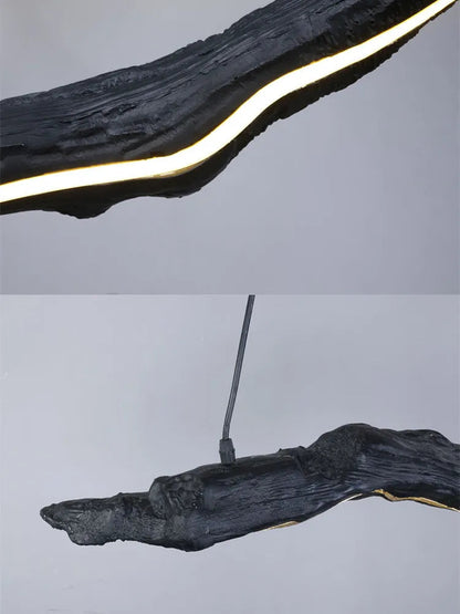 Peck - Drift Wood Style LED Strip Hanging Modern Ceiling Light