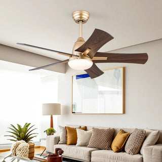 Bolden - Gold 5 Blade Modern Wood Ceiling Fan with Light