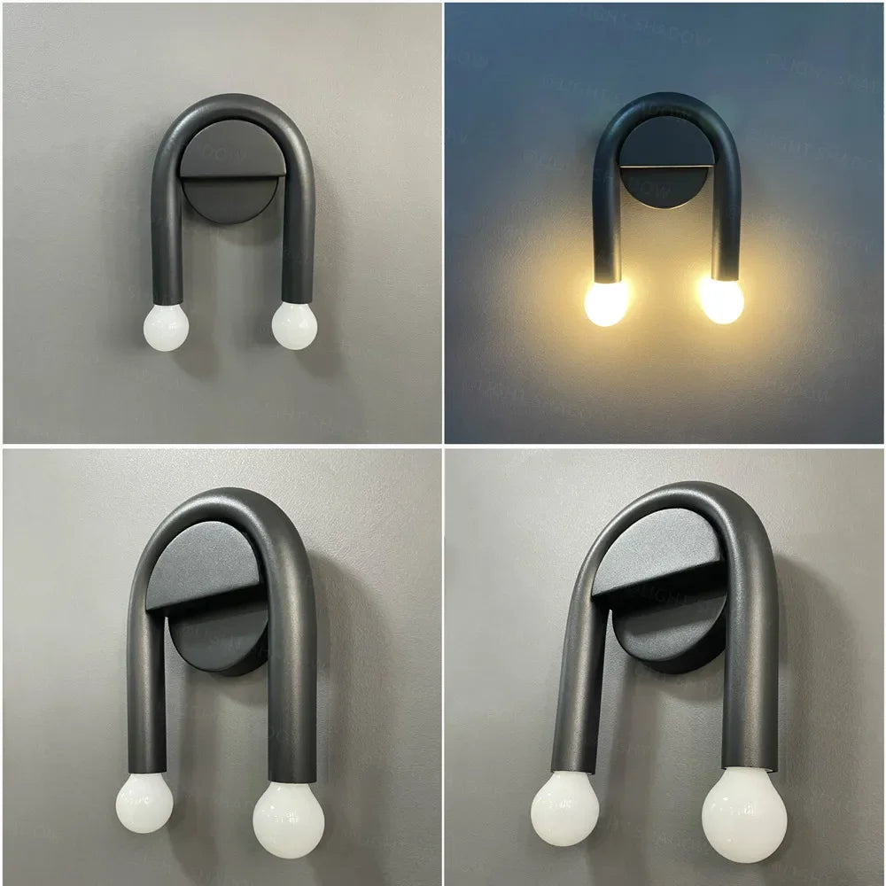 Kavita - Modern Minimalist Black U-Shaped LED Wall Light