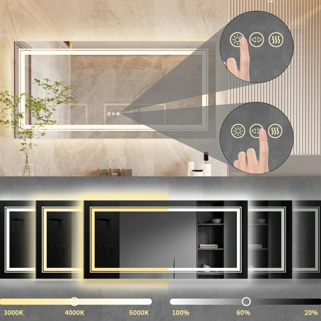 Angelina - Extra Large Backlit Rectangle Bathroom Mirror ??? Abode Jungle