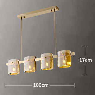 Axton - Hanging Multi Head Tinted Curved Glass Ceiling Light Chandelier