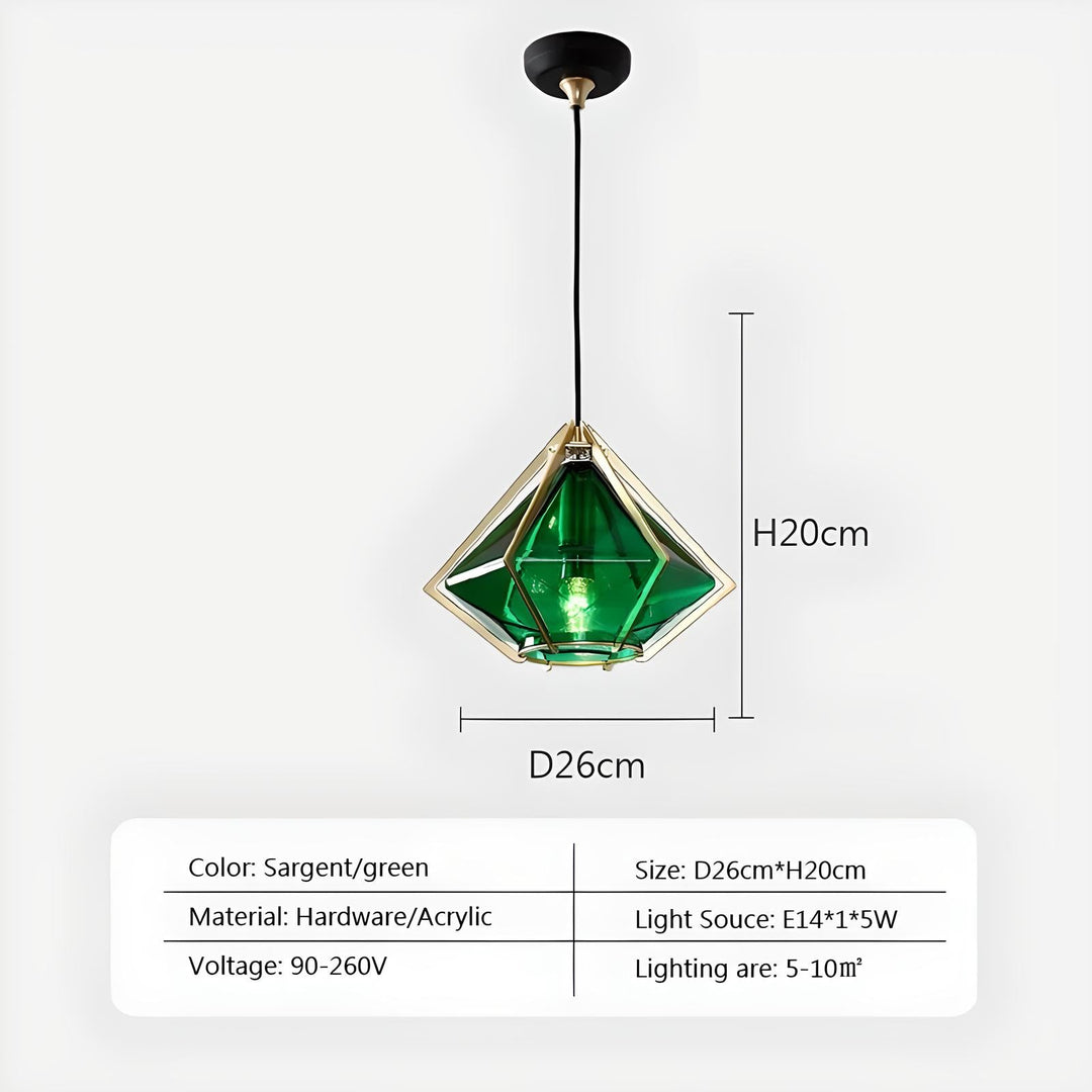 Georgina - Retro Caged Coloured Glass Pendant Ceiling Light