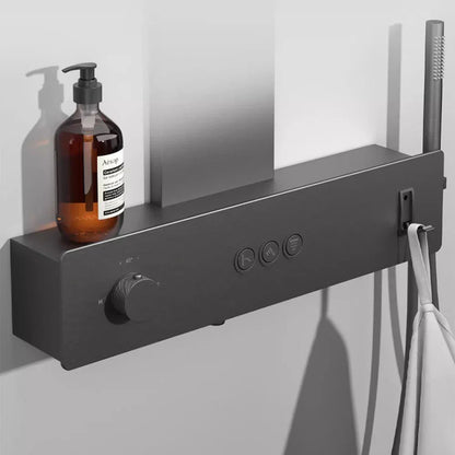 Buckner - Thermostatic Shower System with Storage and Towel Rack