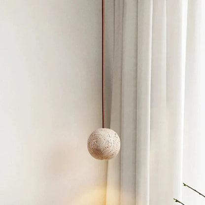 Elektra - Modern Round Stone Shade Brown Cord Hanging LED Ceiling Light