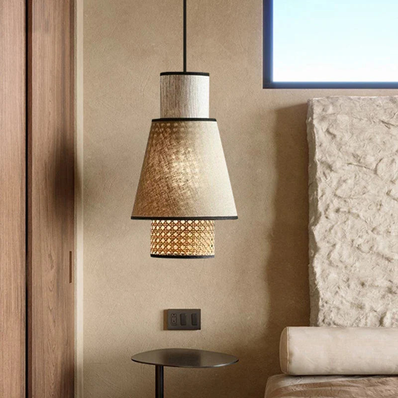 Veronica - Vintage Cloth Rattan Pendant Ceiling Light