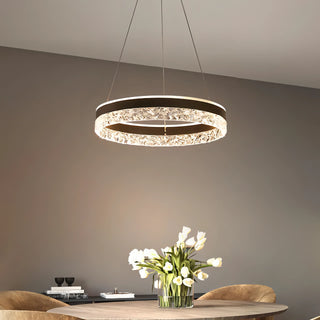 Zaira - Modern Crystal Glass Striped Circular Hanging Ceiling Light Chandelier