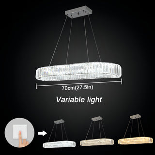 Bellamy - Crystal Oval Chrome Glass Hanging Ceiling Light Chandelier