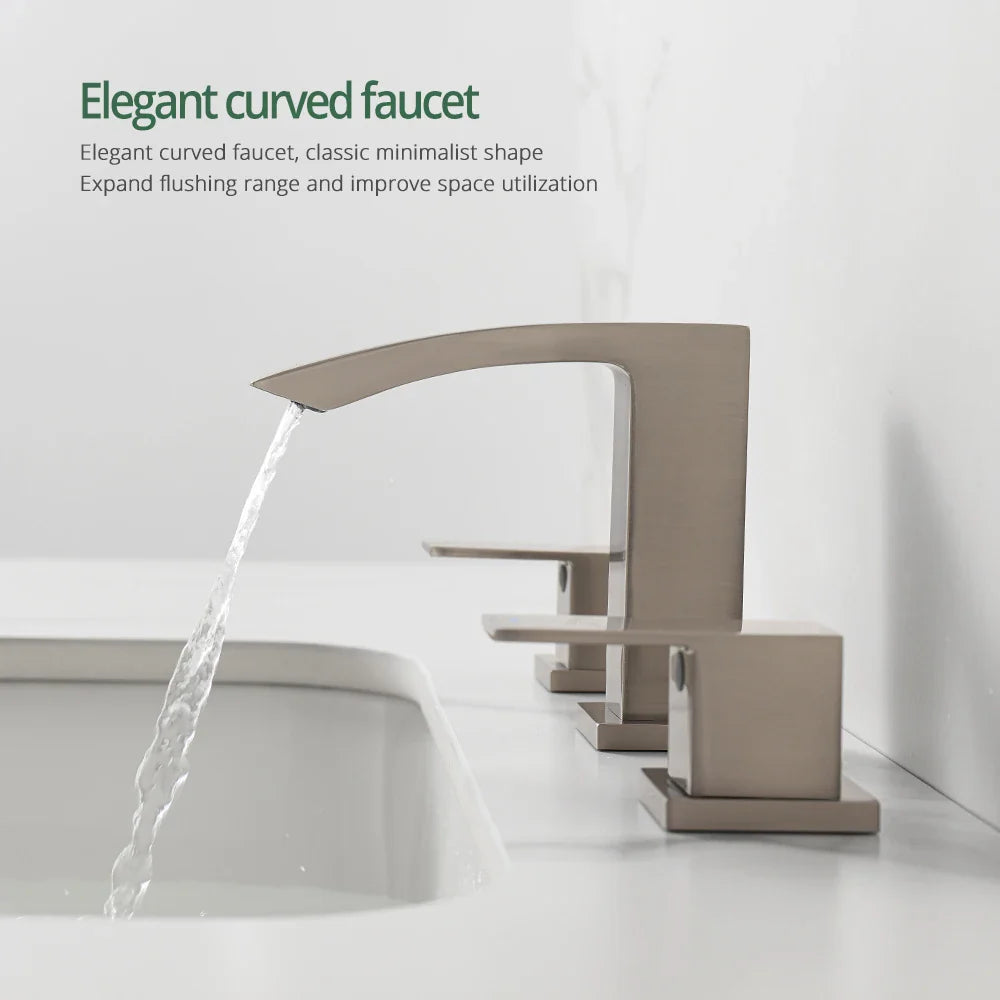 Valadez - Modern Dual Handle Brass Waterfall Basin Mixer Tap