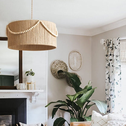 Janika - Bohemian Retro Wood Bead Ceiling Light