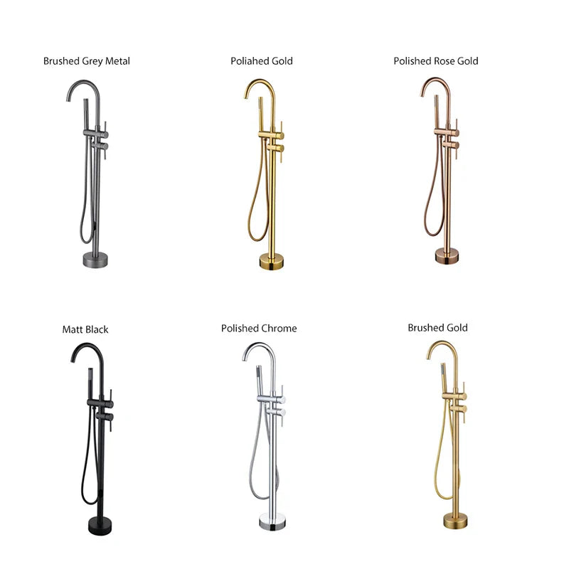 Vernon - Freestanding Floor Mount Bathtub Tap Set with Handheld Shower