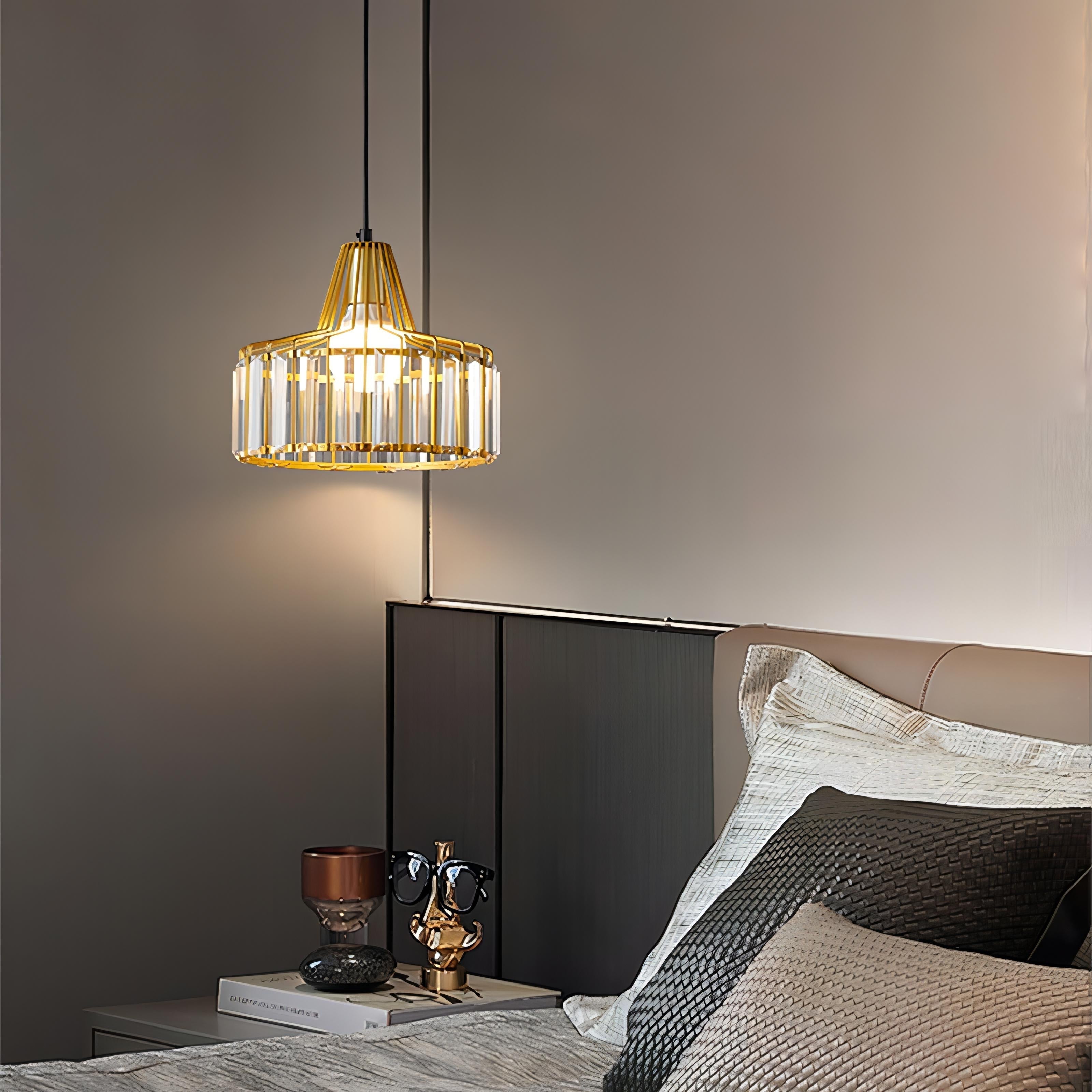 Guillermo - Caged Frame Glass Round Modern Hanging Pendant Ceiling Light