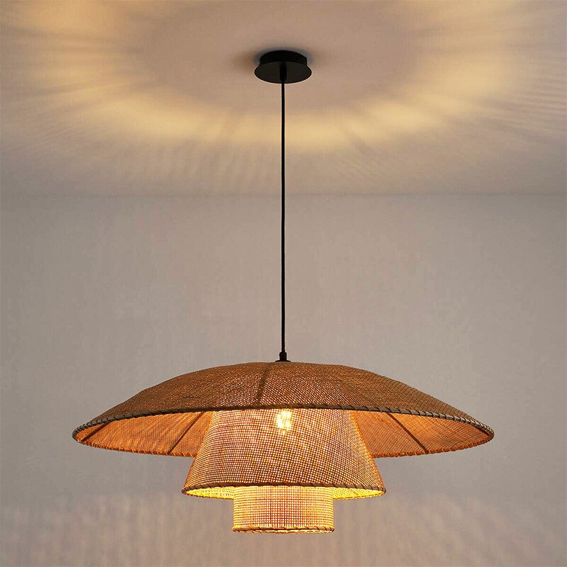 Ildo - Rattan Pendant Tiered Shade Ceiling Light