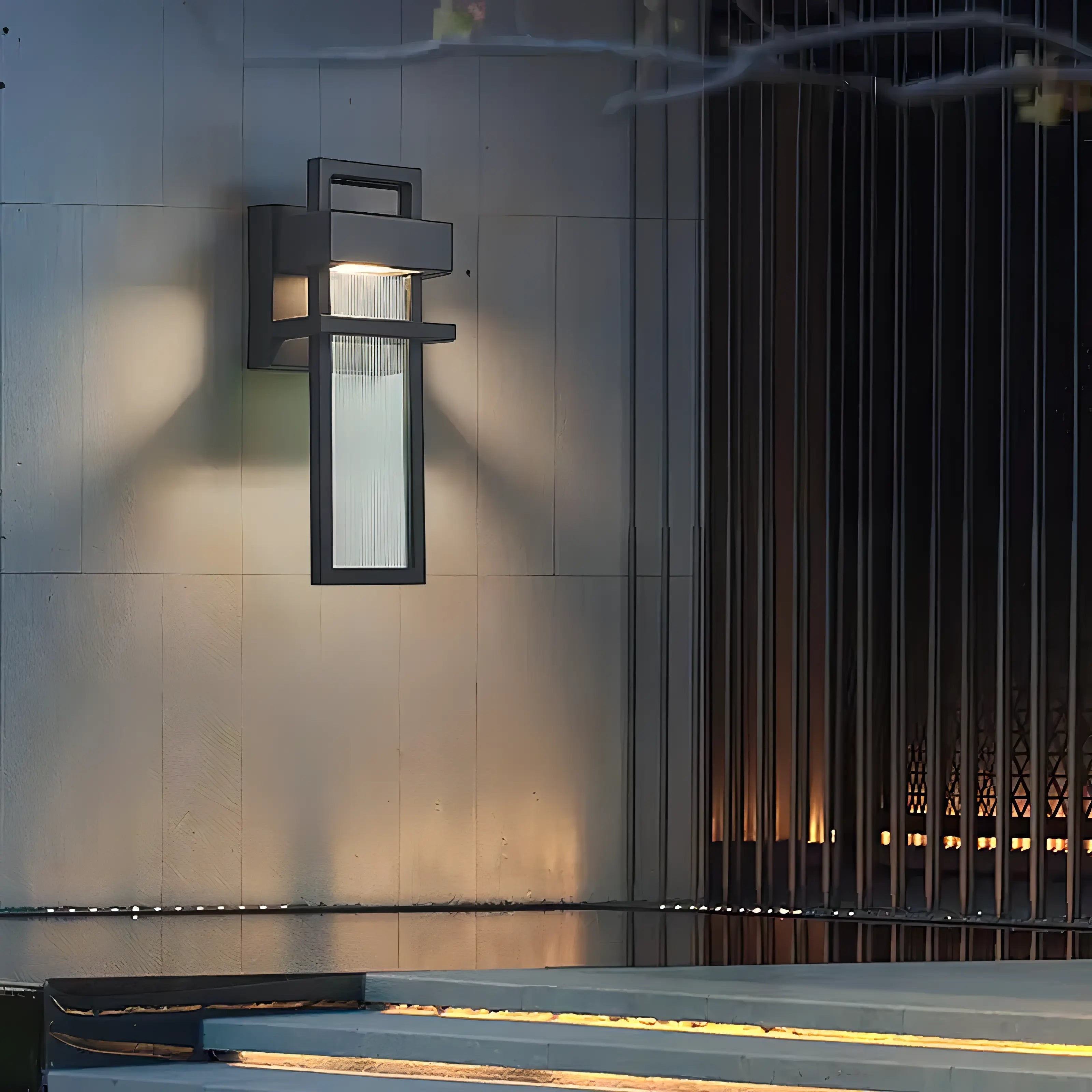 Maribel - Black Caged Glass Outdoor Wall Light