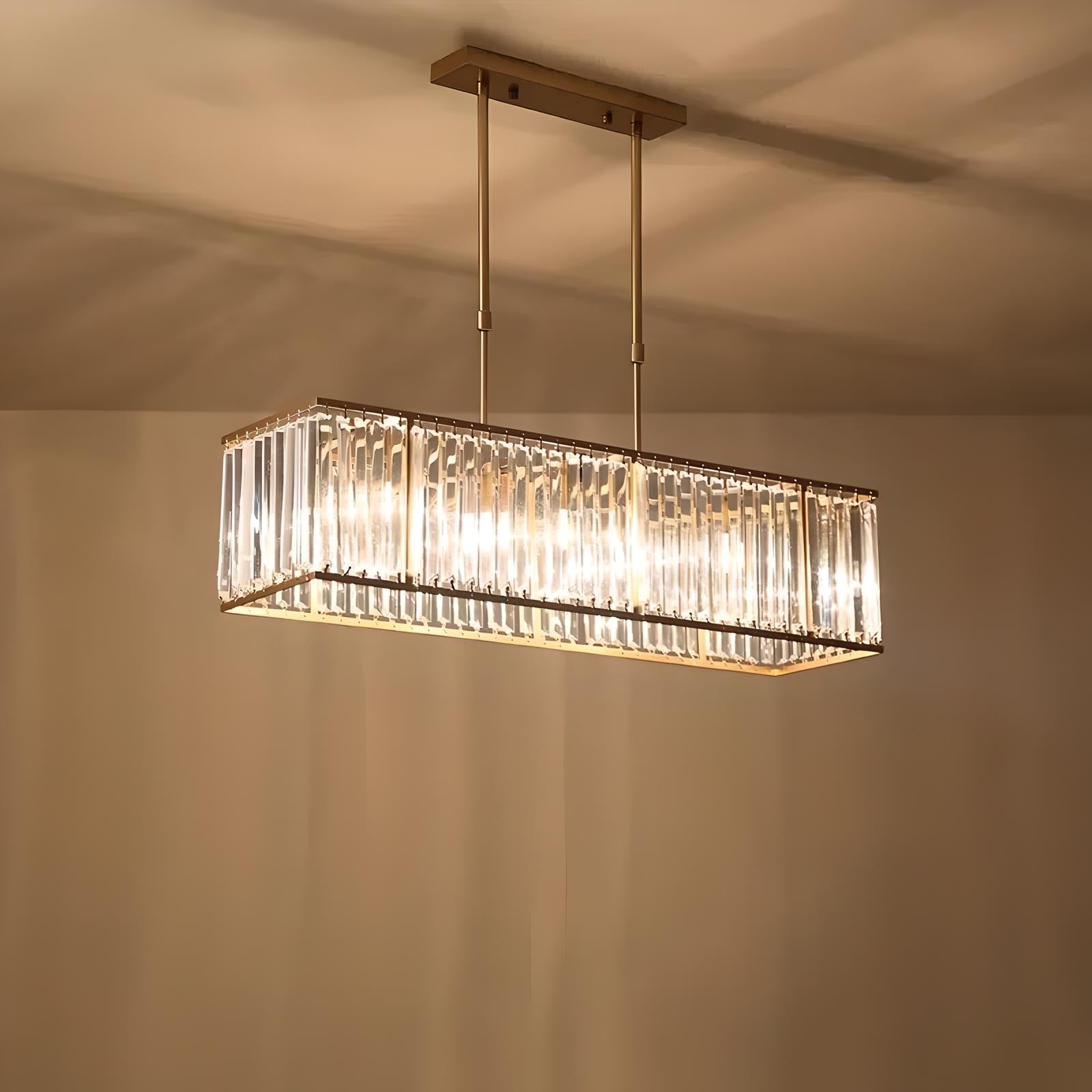 Fiona - Rectangular LED Crystal Pendant Chandelier