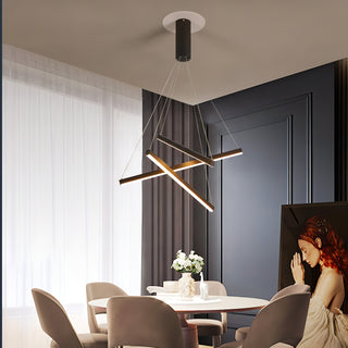 Miller - Modern Hanging Thin Black Crossed Bar Ceiling Light Chandelier