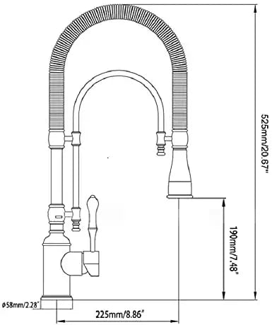Staffo - Gold Brass Porcelain Pull Down Dual Mixer Kitchen Tap
