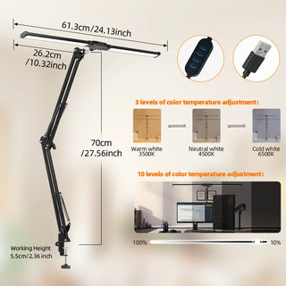 Amaro - Double Head LED Desk Computer Dimmable Desk Light