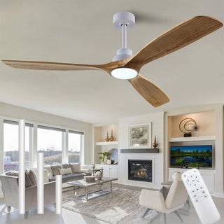 Coley - 42/52/60Inch Natural Wood Silent 3 Blade Ceiling Fan Remote Control