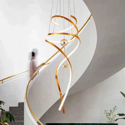 Rebecca - Modern Hanging Spiral Rose Gold Chandelier