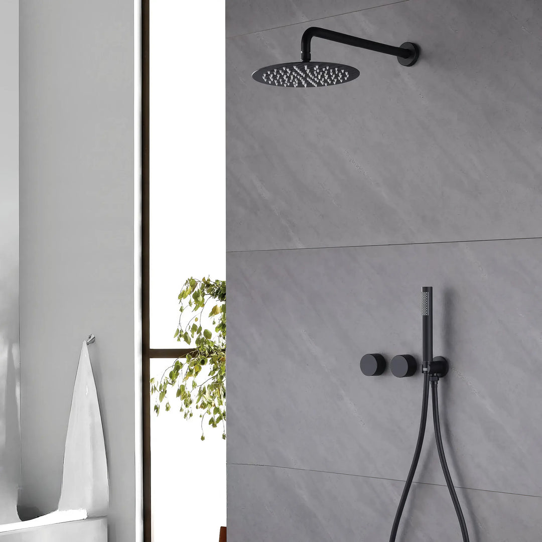 Julianna - Dual Handle Wall Mounted Modern Rainfall Shower Set