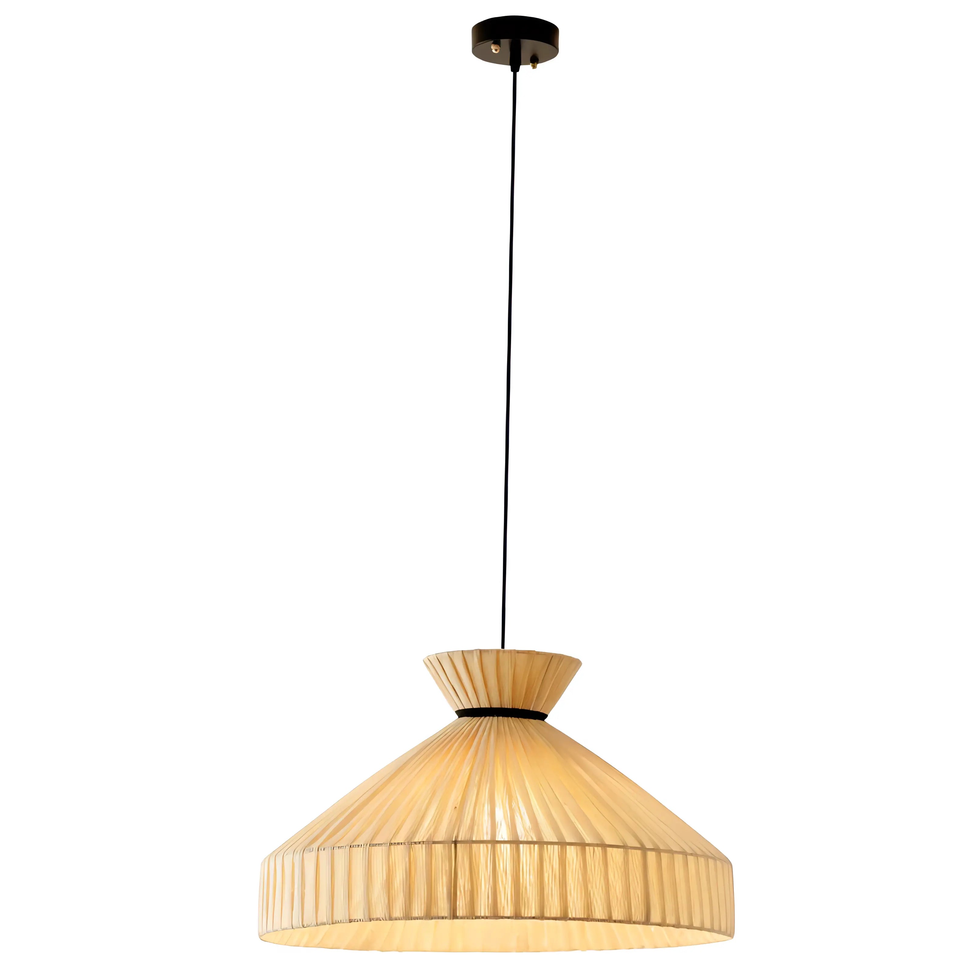 Espinoza - Woven Rattan Round Fabric Shade Ceiling Light