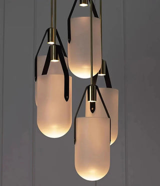 Franchesca - Coloured Glass Gold Frame Hanging Pendant Ceiling Light