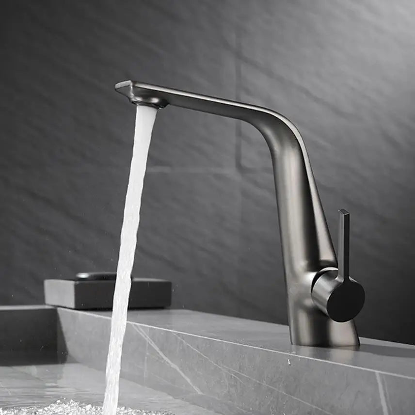 Damion - Modern Nickel Finish Single Handle Bathroom Sink Tap