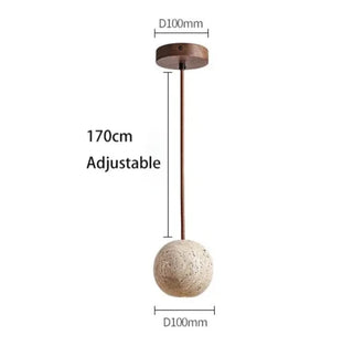 Elektra - Modern Round Stone Shade Brown Cord Hanging LED Ceiling Light