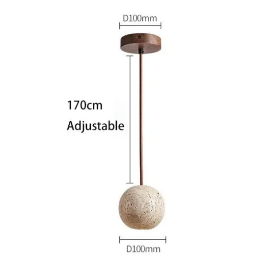 Elektra - Modern Round Stone Shade Brown Cord Hanging LED Ceiling Light