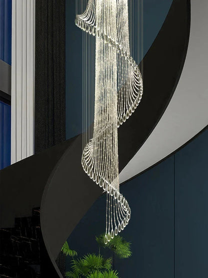 Minnie - Crystal LED Spiral Round Silver Ceiling Chandelier