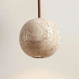 Elektra - Modern Round Stone Shade Brown Cord Hanging LED Ceiling Light