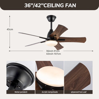 Bolden - Gold 5 Blade Modern Wood Ceiling Fan with Light