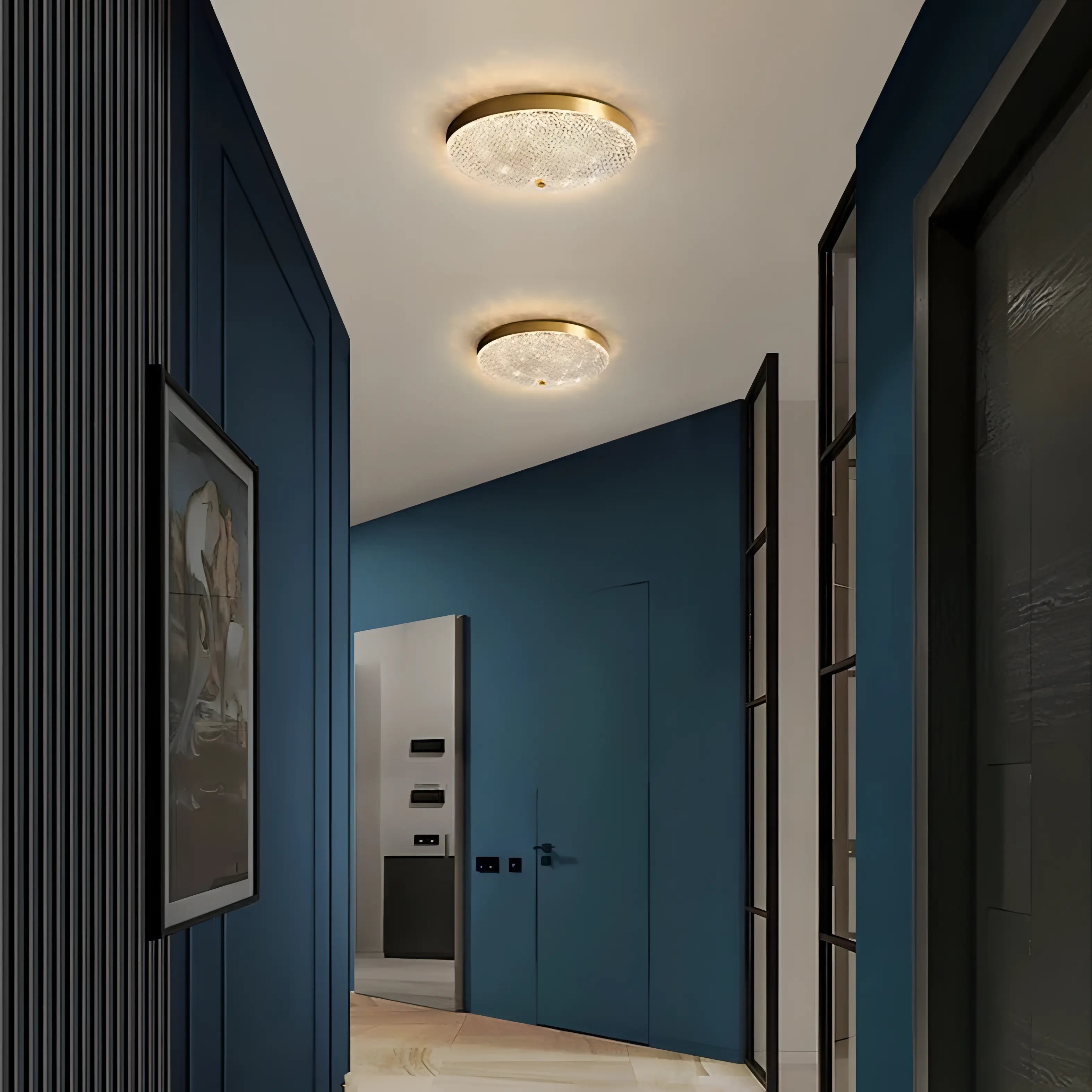 Kenia - Modern Round Gold Crystal Flush Mount Ceiling Light