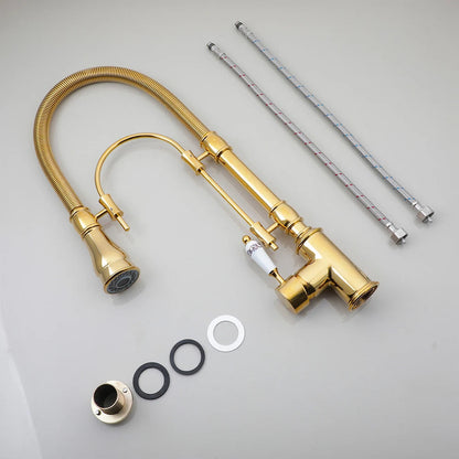 Ryann - Modern Gold Finish Coil Spring Swivel Kitchen Tap