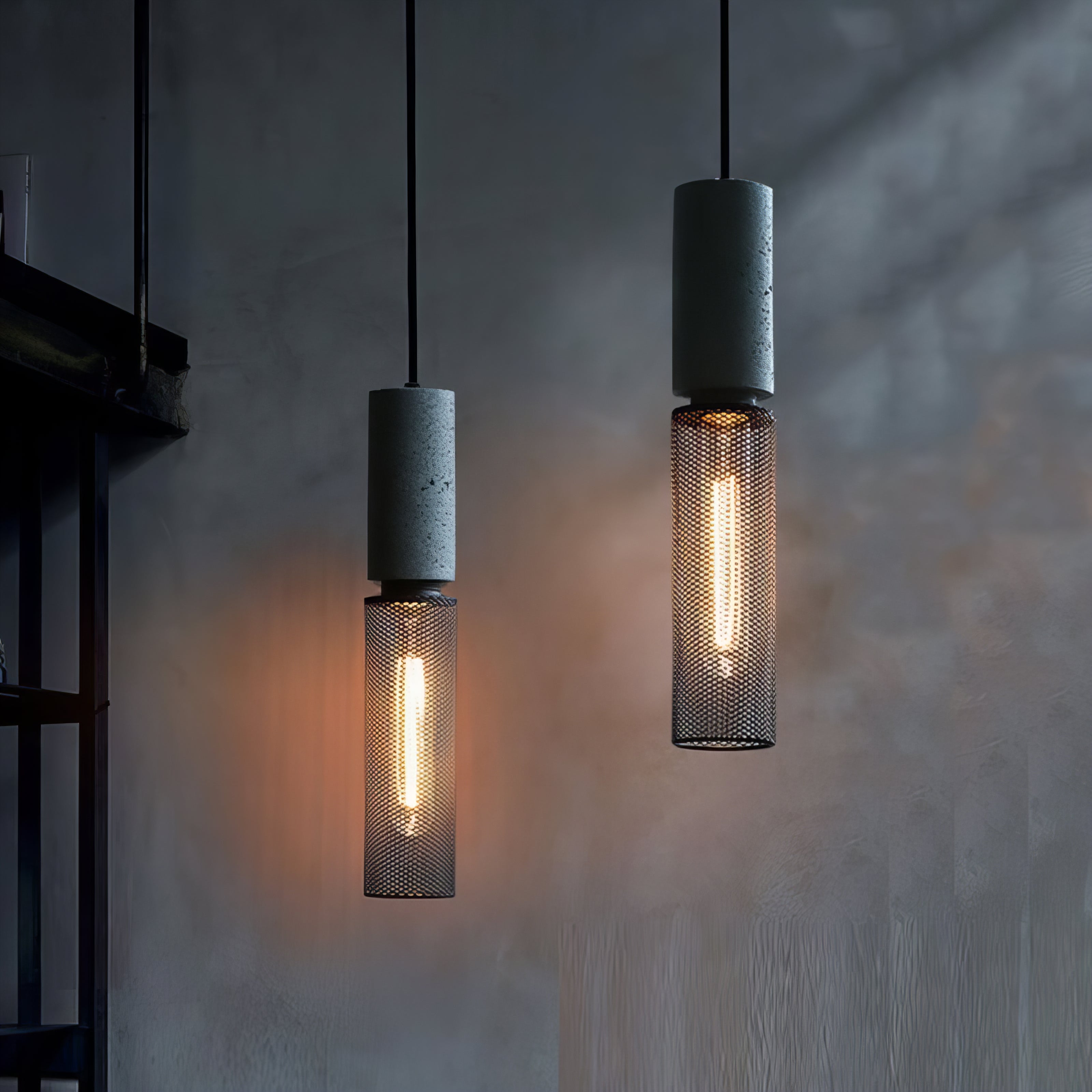 Sutton - Industrial Modern Round Mesh Caged Hanging Pendant Ceiling Light