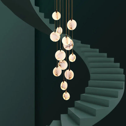 Bates - Modern Round Marble Hanging Ceiling Chandelier