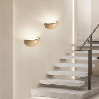 Janie - Semi Circular Stone Dish Up Wall Light