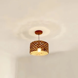 Solomon - Round Rattan Wicker Hanging Ceiling Light