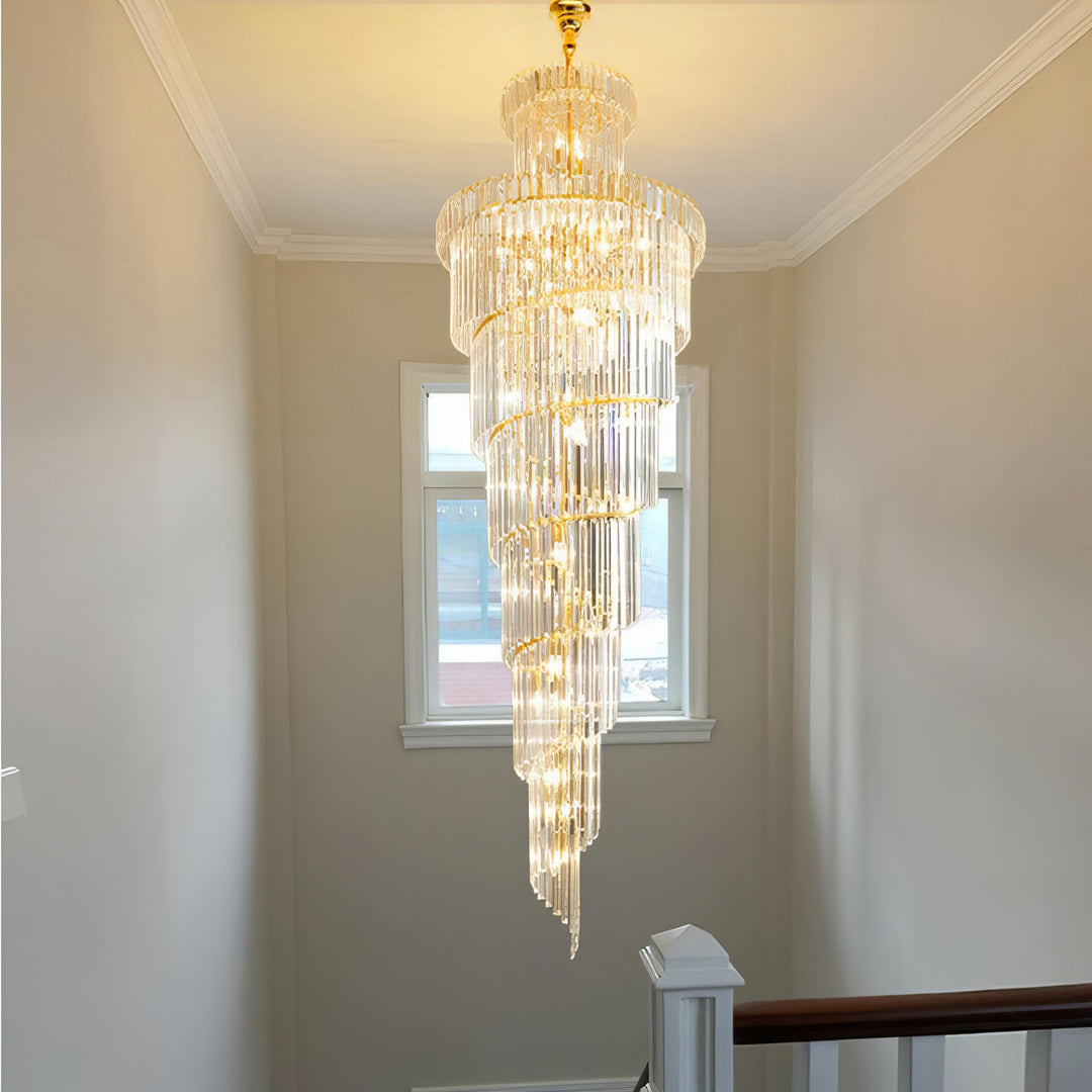 Rose - Round Tiered Crystal Staircase Ceiling Chandelier